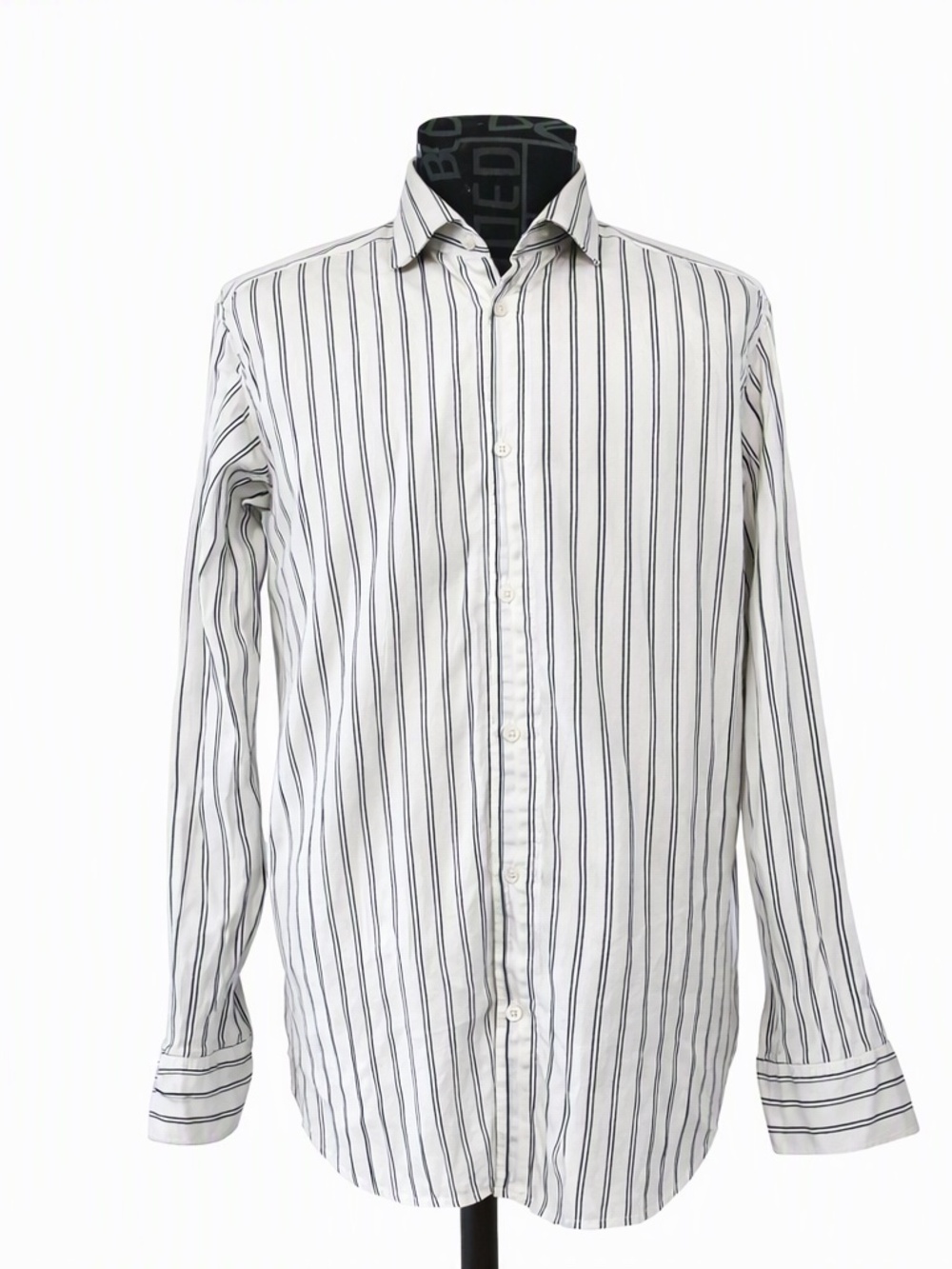 Bugatchi Uomo Shirt Large Men's Classic Fit Stripes Print Long Sleeve